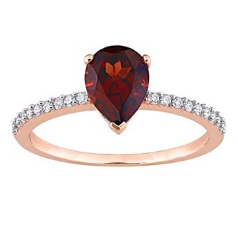 Stella Grace 14k Rose Gold Teardrop Garnet & 1/8 Carat T.W. Diamond Engagement Ring