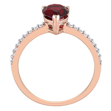Stella Grace 14k Rose Gold Teardrop Garnet & 1/8 Carat T.W. Diamond Engagement Ring