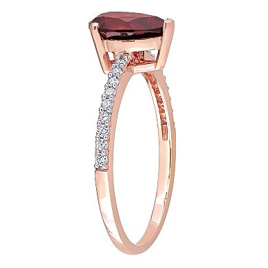 Stella Grace 14k Rose Gold Teardrop Garnet & 1/8 Carat T.W. Diamond Engagement Ring