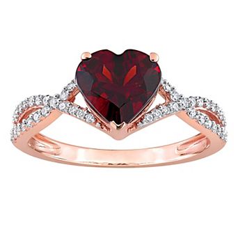 Stella Grace 14k Rose Gold Garnet & 1/5 Carat T.W. Diamond Infinity Heart Engagement Ring