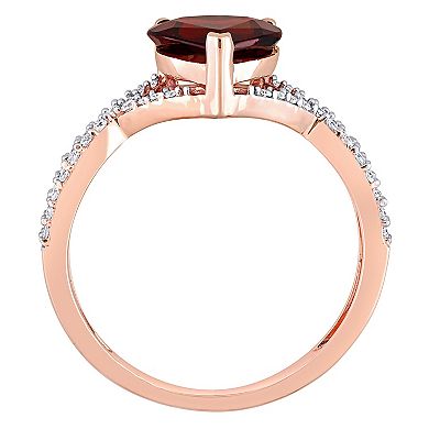 Stella Grace 14k Rose Gold Garnet & 1/5 Carat T.W. Diamond Infinity Heart Engagement Ring