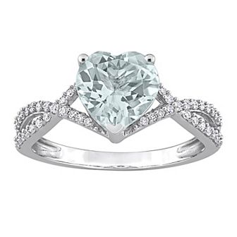 Stella Grace 14k White Gold Aquamarine & 1/5 Carat T.W. Diamond Infinity Heart Engagement Ring