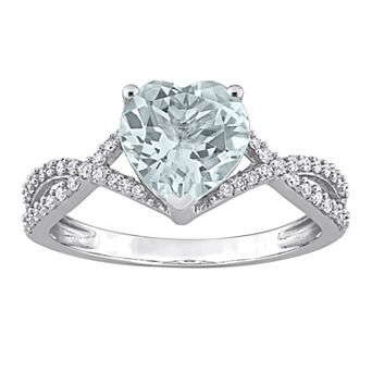 Stella Grace 14k White Gold Aquamarine & 1/5 Carat T.W. Diamond Infinity Heart Engagement Ring