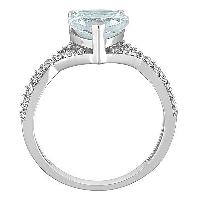 Stella Grace 14k White Gold Aquamarine & 1/5 Carat T.W. Diamond Infinity Heart Engagement Ring