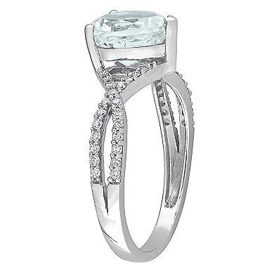 Stella Grace 14k White Gold Aquamarine & 1/5 Carat T.W. Diamond Infinity Heart Engagement Ring