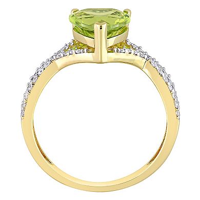 Stella Grace 14k Gold Peridot & 1/5 Carat T.W. Diamond Infinity Heart Engagement Ring