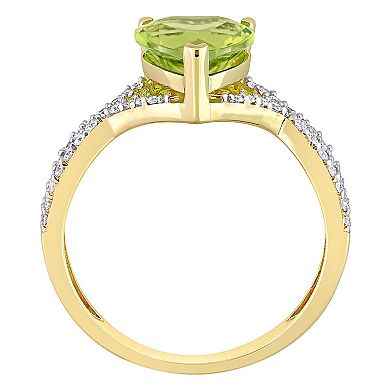 Stella Grace 14k Gold Peridot & 1/5 Carat T.W. Diamond Infinity Heart Engagement Ring