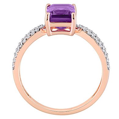 Stella Grace 14k Rose Gold Amethyst & 1/5 Carat T.W. Diamond Crossover Engagement Ring