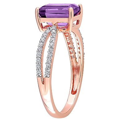 Stella Grace 14k Rose Gold Amethyst & 1/5 Carat T.W. Diamond Crossover Engagement Ring