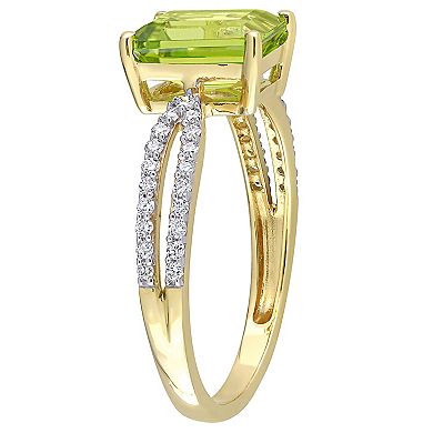Stella Grace 14k Gold Peridot & 1/5 Carat. T.W. Diamond Crossover Engagement Ring