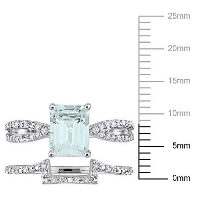 Stella Grace 14k White Gold Aquamarine & 1/3 Carat T.W. Diamond Split Shank Engagement Ring Set