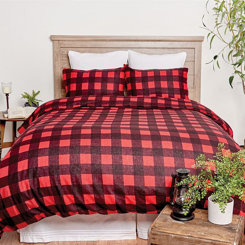 C&F Home Buffalo 3-Piece Duvet Set with Shams, Red, Full/Queen