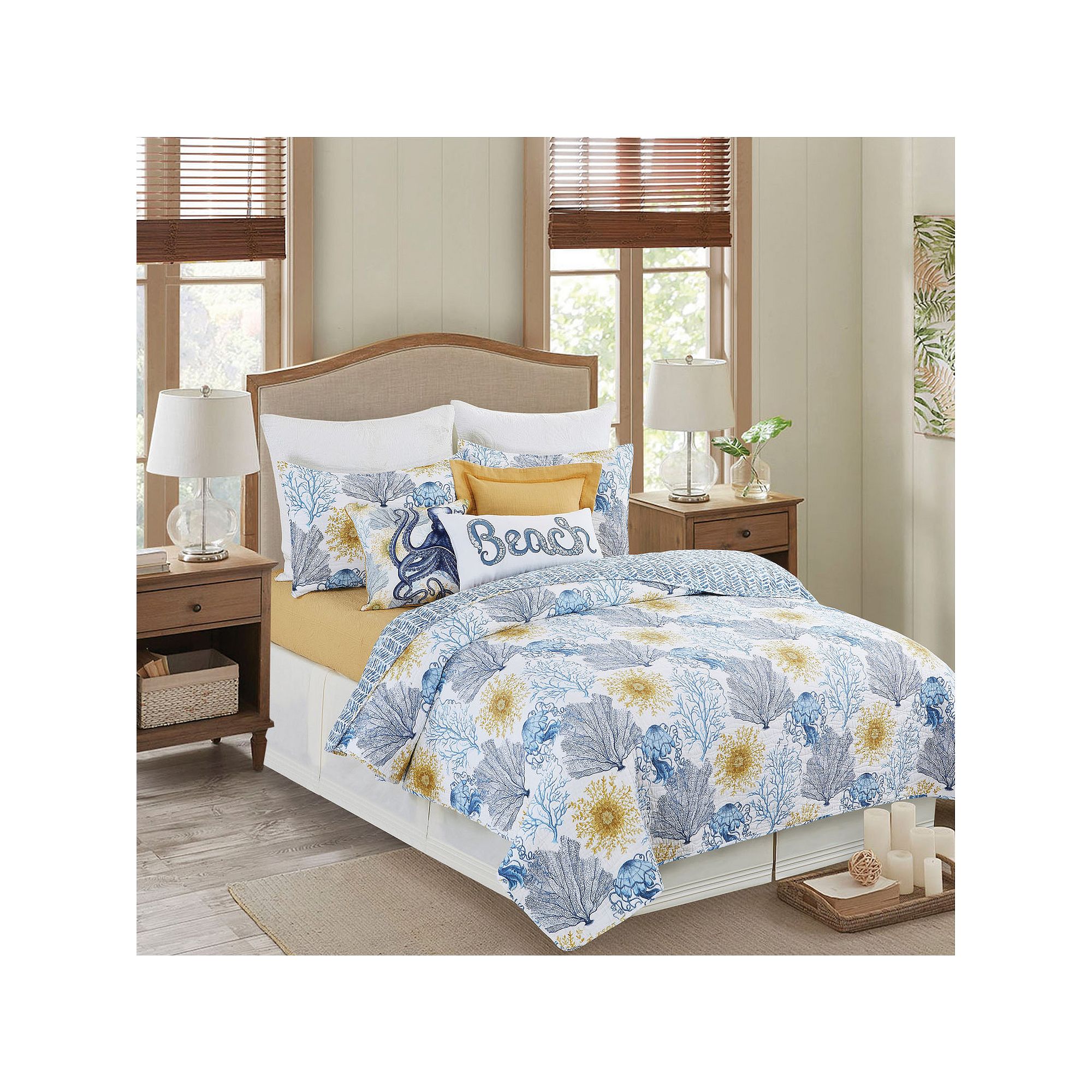 C&F Home Monterey Mist Quilt Set with Shams, Blue