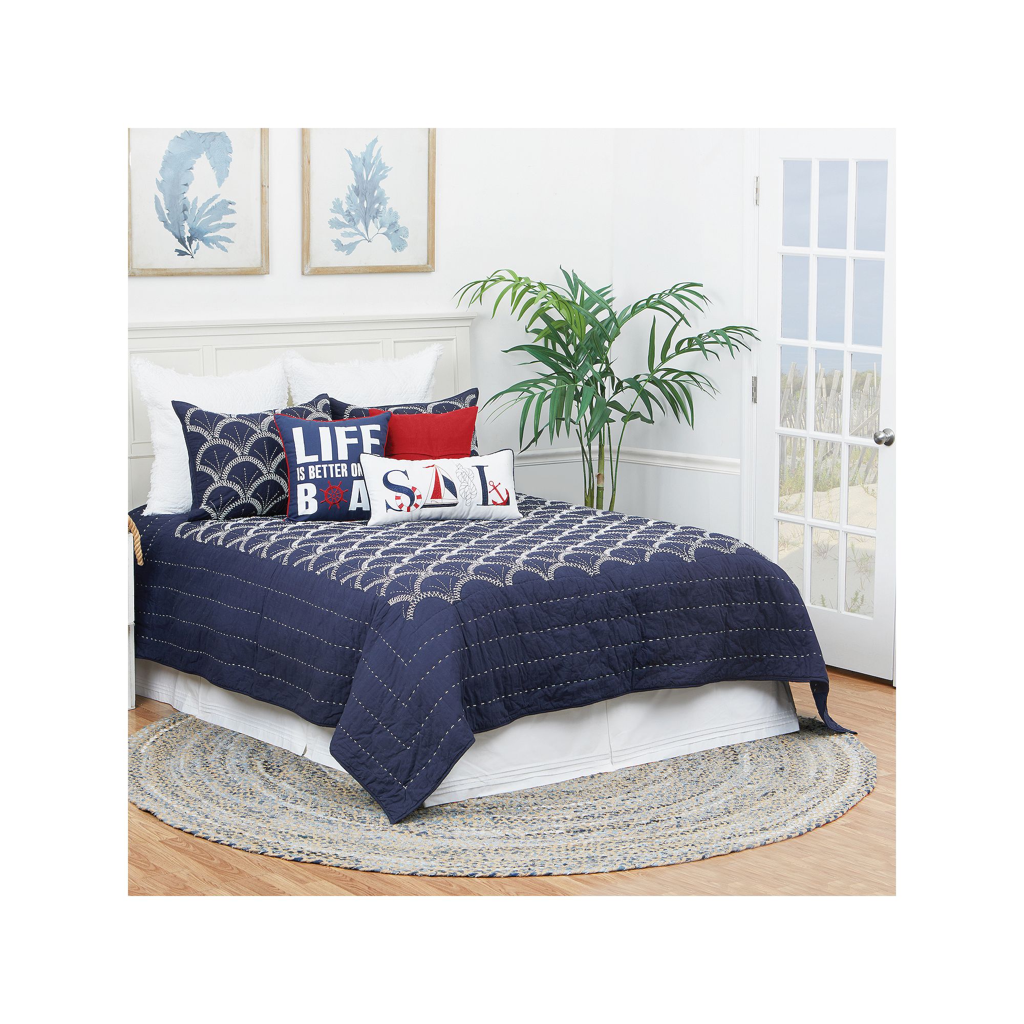 C&F Home Scallop Quilt Set with Shams, Blue