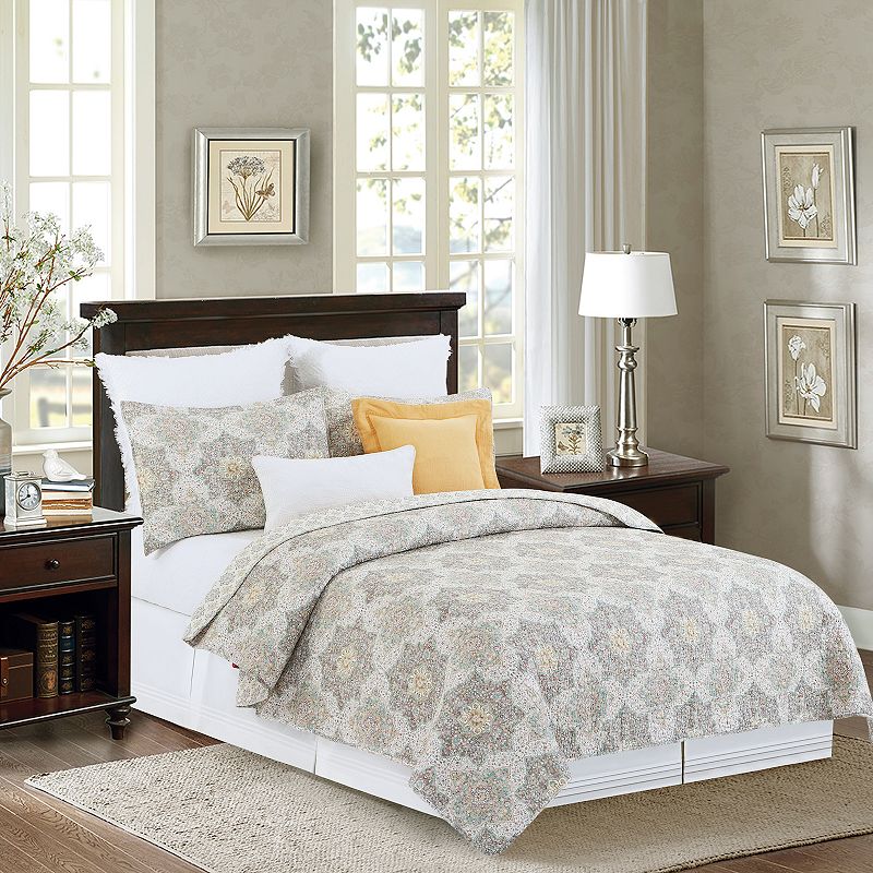 C&F Home Elaina 3-Piece Quilt Set with Shams, Grey, Full/Queen
