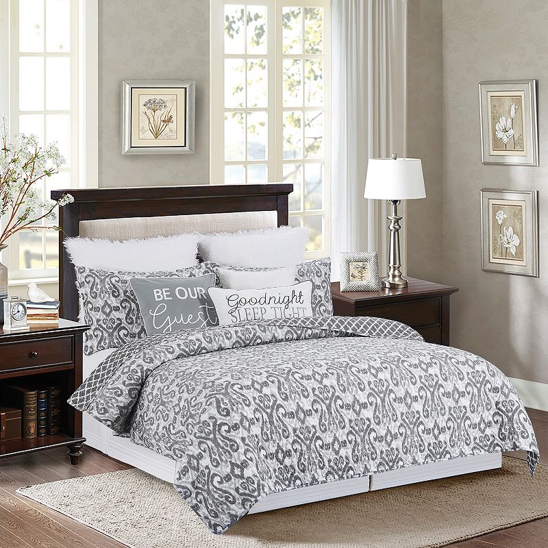 C&F Home Heather Quilt Set with Shams, Grey, Full/Queen