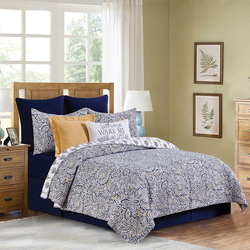 C&F Home Serena Quilt Set with Shams, Blue, Twin