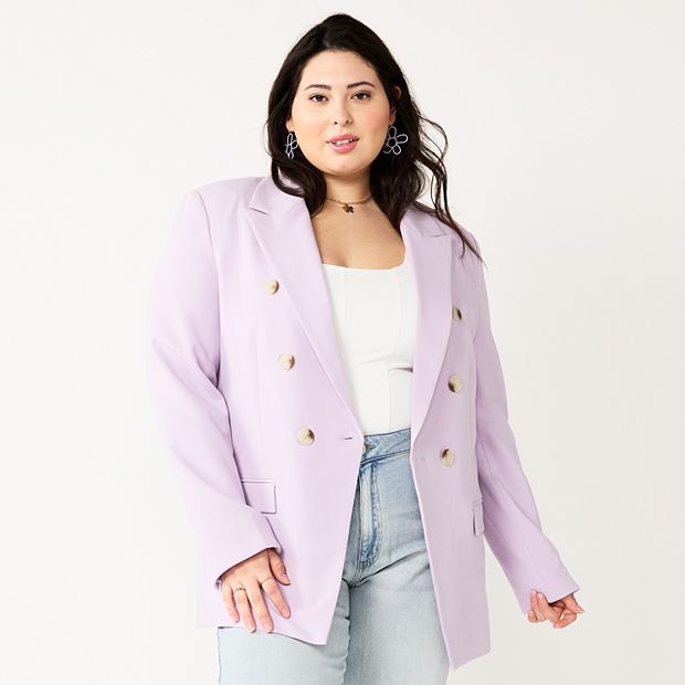 Juniors' Plus Size SO® Double Breasted Twill Blazer