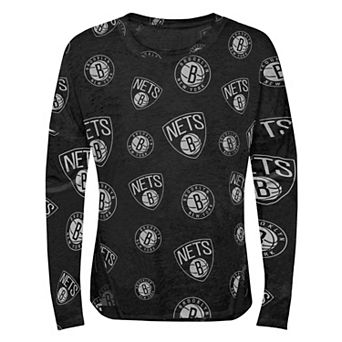 Girls Youth Black Brooklyn Nets Back in Action Long Sleeve T-Shirt