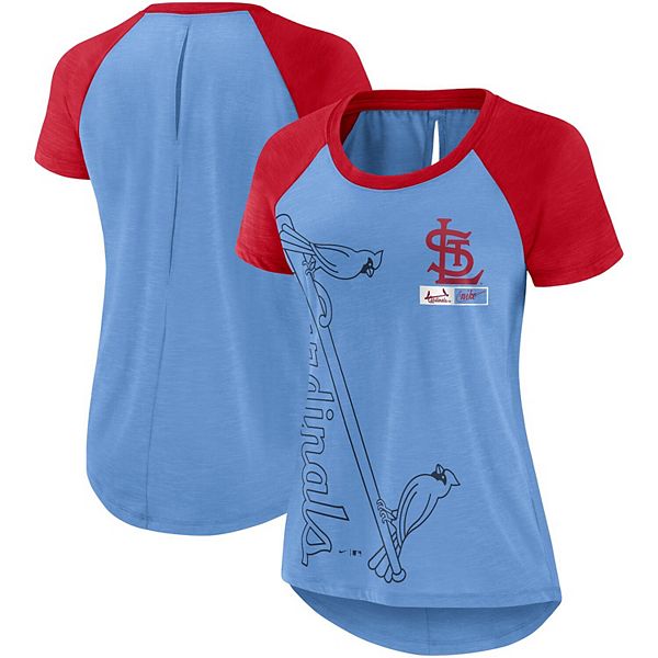 Women's Nike Light Blue/Heathered Red St. Louis Cardinals 1967-97  Cooperstown Collection Rewind Raglan T-Shirt