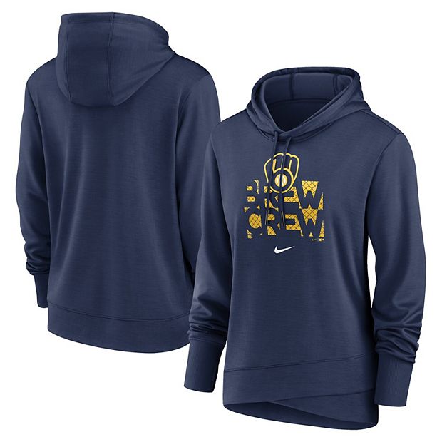 Women s Nike Navy Milwaukee Brewers Diamond Knockout Performance Pullover Hoodie