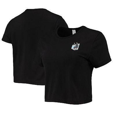 Women's ZooZatz Black Minnesota United FC Solid Cropped T-Shirt