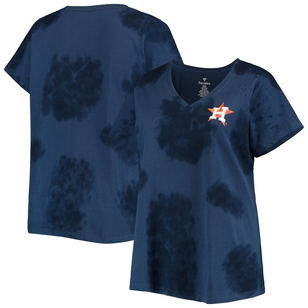 Women's Navy Houston Astros Plus Size Cloud V-Neck T-Shirt