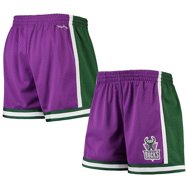 Milwaukee Bucks NBA Big Face Fashion Shorts 5.0 By Mitchell & Ness - Purple  - Mens