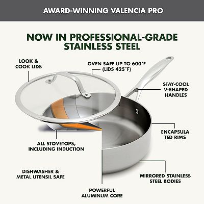 GreenPan Valencia Pro Stainless Steel 5-qt. Sauté Pan with Lid