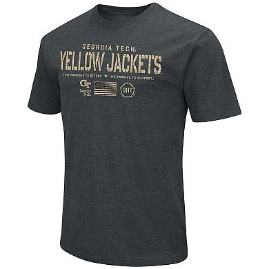 Men's Colosseum Heathered Black GA Tech Yellow Jackets OHT Military Appreciation Flag 2.0 T-Shirt