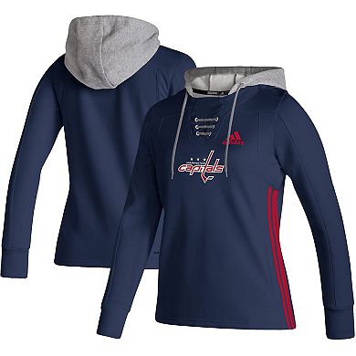 Women's adidas Navy Washington Capitals Skate Lace AEROREADY Pullover Hoodie
