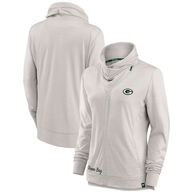 Women's Fanatics Branded Cream Green Bay Packers Break It Loose Cowl Neck  Full-Zip Sweatshirt