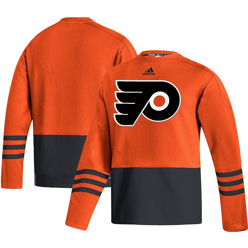 Mens adidas Orange Philadelphia Flyers Logo AEROREADY Pullover Sweater, Si