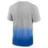 Men's Fanatics Branded Heathered Gray/Blue Dallas Mavericks Board Crasher Dip-Dye T-Shirt