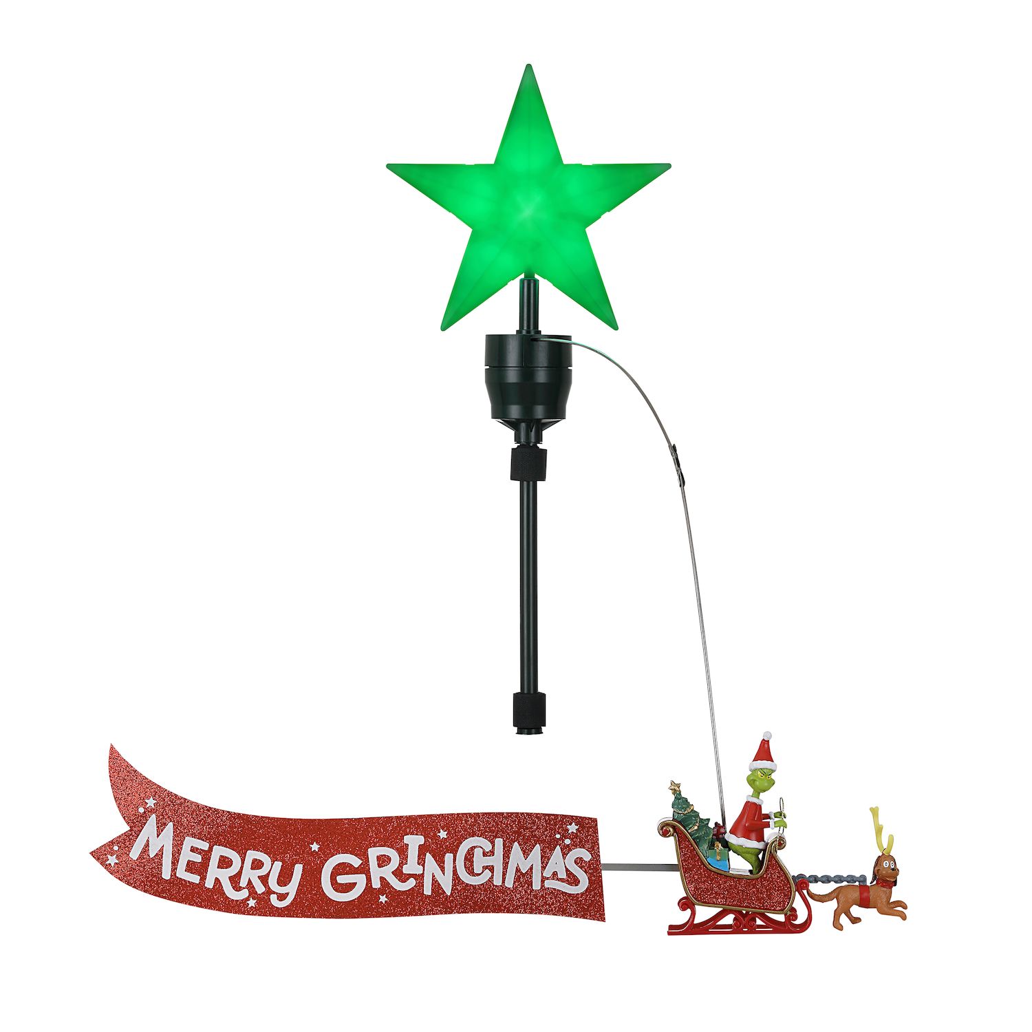 Mr Christmas Dr. Seuss' The Grinch "Merry Grinchmas" Sleigh Christmas Tree Topper - Thumbnail 3