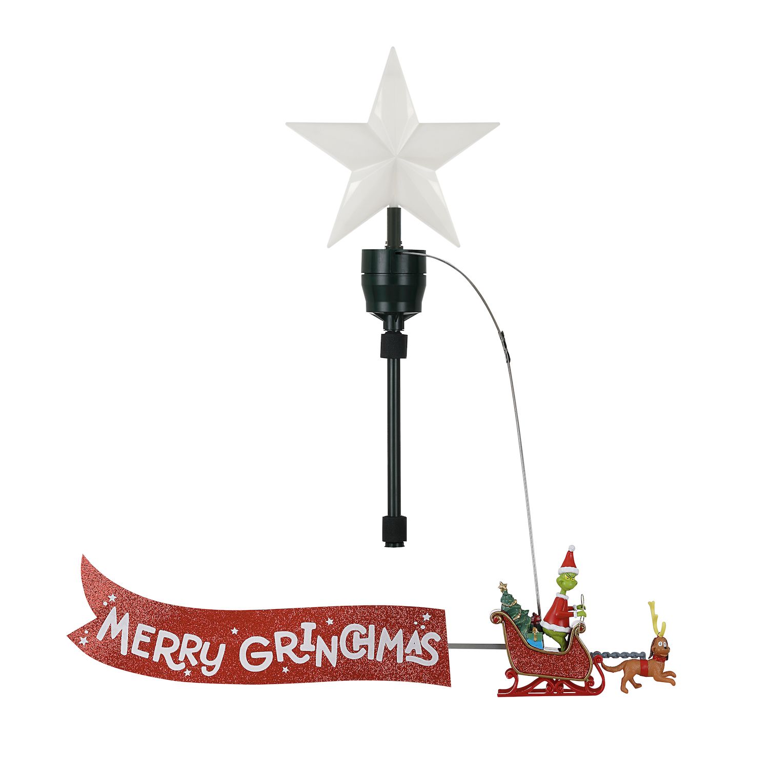 Mr Christmas Dr. Seuss' The Grinch "Merry Grinchmas" Sleigh Christmas Tree Topper