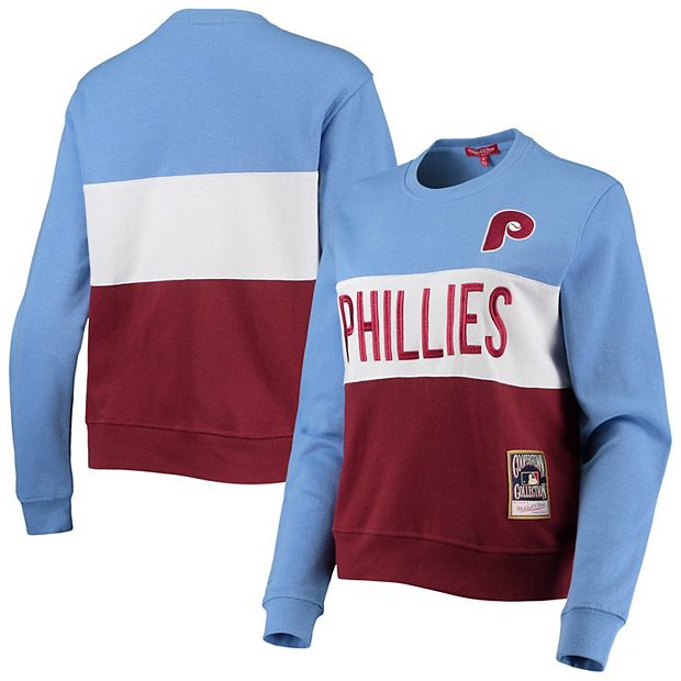 Men's Mitchell & Ness Burgundy/Light Blue Philadelphia Phillies Leading  Scorer Fleece Pullover Hoodie