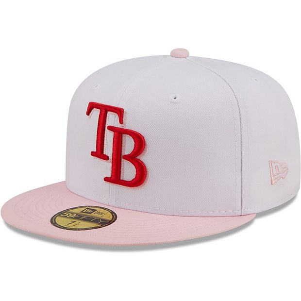 Men's Tampa Bay Rays New Era White/Pink Scarlet Undervisor 59FIFTY Fitted  Hat