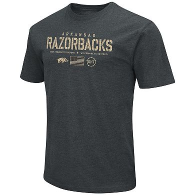 Men's Colosseum Heathered Black Arkansas Razorbacks OHT Military Appreciation Flag 2.0 T-Shirt