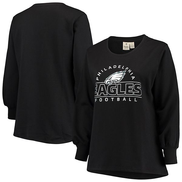 Philadelphia Eagles Women's Plus Size Fleece Pullover Sweatshirt - Black