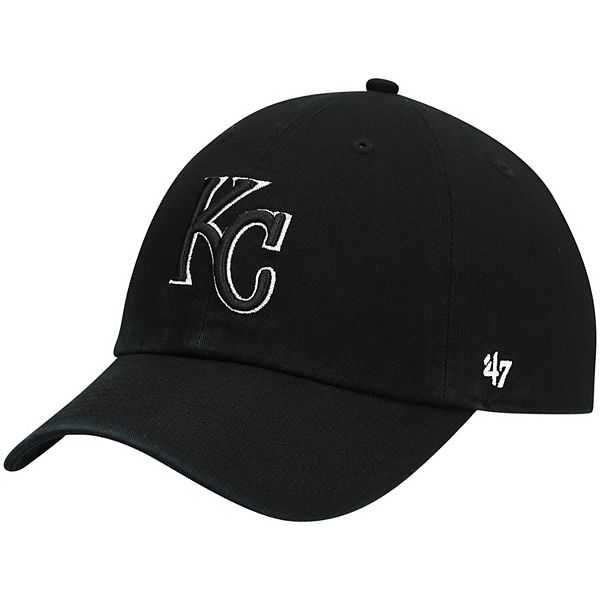 Men's '47 Kansas City Royals Black on Black Logo Clean Up Adjustable Hat