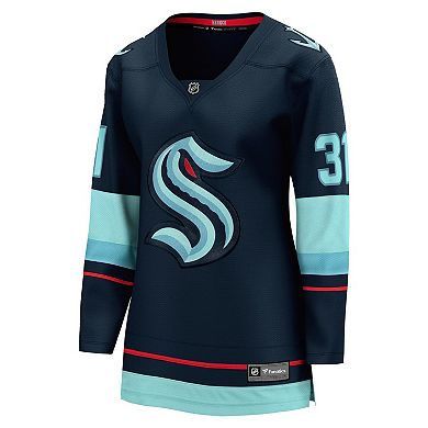 Women's Fanatics Branded Philipp Grubauer Deep Sea Blue Seattle Kraken Home Premier Breakaway Player Jersey