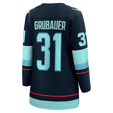 Women's Fanatics Branded Philipp Grubauer Deep Sea Blue Seattle Kraken Home Premier Breakaway Player Jersey