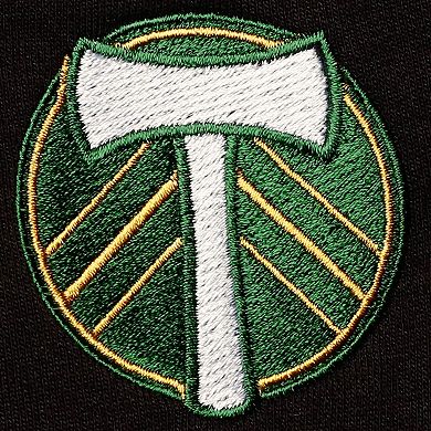 Women's Antigua Black/White Portland Timbers Harbor Raglan Half-Zip Jacket