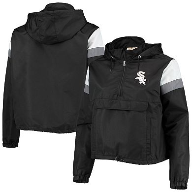 Women's Black/Gray Chicago White Sox Plus Size Anorak Quarter-Zip Hoodie