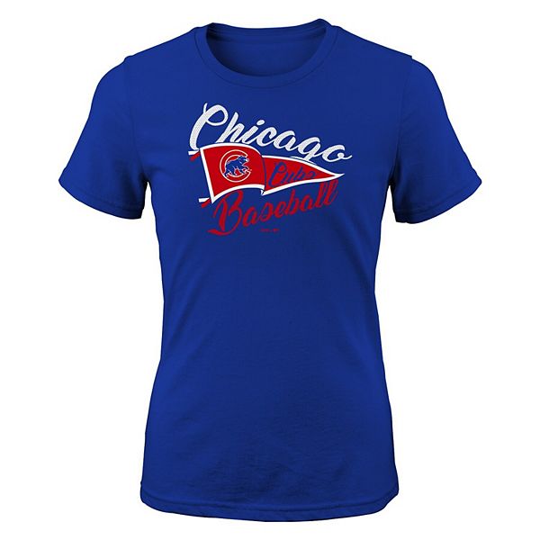 Chicago Cubs Baseball Flag Tee Shirt Women's Medium / Royal Blue