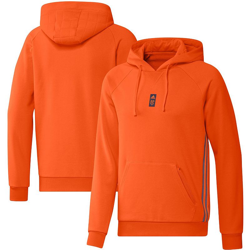 Mens adidas Orange New York City FC Travel Raglan Pullover Hoodie, Size: S