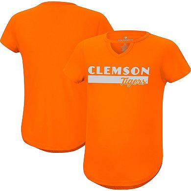 Girls Youth Colosseum Orange Clemson Tigers Dolores Keyhole T-Shirt