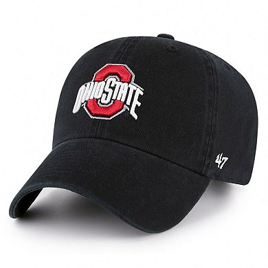 Men's '47 Black Ohio State Buckeyes Wordmark Clean Up Adjustable Hat