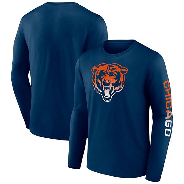 Men's Refried Apparel Navy/Orange Chicago Bears Sustainable Upcycled Angle  Long Sleeve T-Shirt